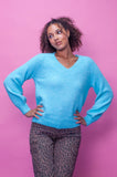 Bright Aqua V Neck Jumper