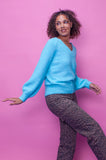 Bright Aqua V Neck Jumper