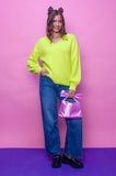 Bright Lime V Neck Jumper
