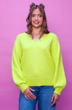Bright Lime V Neck Jumper