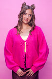 Raspberry Tie Front Cardigan