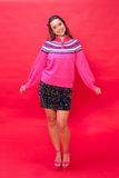 Pink Fairisle Half Zip Jumper