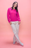 Bright Pink V Neck Jumper