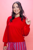 Cherry Red V Neck Jumper