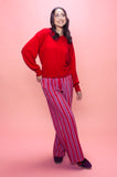 Cherry Red V Neck Jumper