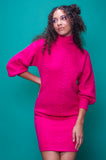 Bright Pink Cable Knit Dress