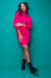 Bright Pink Cable Knit Dress