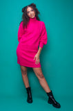 Bright Pink Cable Knit Dress