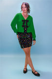 Bright Green & Stain Bows Fluffy Cardigan