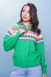 Apple Green Fairisle Zip Up
