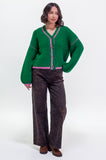 Green & Pink Cardigan