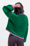 Green & Pink Cardigan