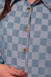 Checkered Denim Skater Dress