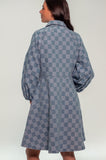 Checkered Denim Skater Dress
