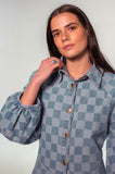 Checkered Denim Skater Dress