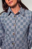 Checkered Denim Skater Dress