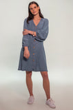 Chambray Balloon Sleeve Mini Dress