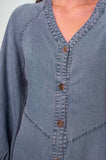 Chambray Balloon Sleeve Mini Dress