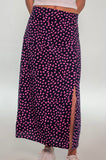 Pink and Navy Spotted Maxi Skirt