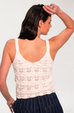 White Cotton Pointelle V Neck Cami