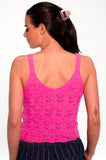 Pink Cotton Pointelle V Neck Cami