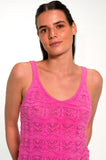 Pink Cotton Pointelle V Neck Cami