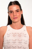 White Racer Back Pointelle Cotton Vest
