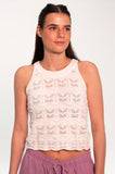 White Racer Back Pointelle Cotton Vest