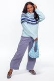 Winter Blue Fairisle Roll Neck Jumper