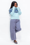 Winter Blue Fairisle Roll Neck Jumper