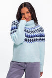 Winter Blue Fairisle Roll Neck Jumper
