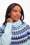 Winter Blue Fairisle Roll Neck Jumper
