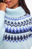 Winter Blue Fairisle Roll Neck Jumper