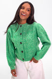 Green Confetti Cable Cardigan