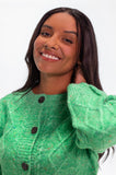 Green Confetti Cable Cardigan
