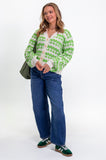 Lime & White Chunky Stitch Cardigan
