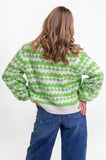 Lime & White Chunky Stitch Cardigan