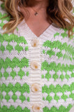 Lime & White Chunky Stitch Cardigan