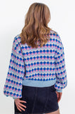 Blue & Lilac Chunky Stitch Cardigan