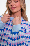 Blue & Lilac Chunky Stitch Cardigan