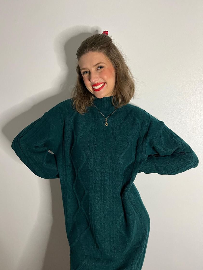 Bottle Green Cable Knit Dress