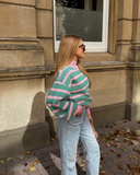 Mint and Pink Button Jumper