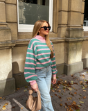 Mint and Pink Button Jumper