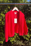 Cherry Red Chunky Knit Cardigan