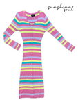 Pink Stripe Bodycon Midi Dress