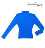 Bright Blue Ribbed Button Detail Jumper