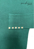 Dark Green Ribbed Button Detail Jumper