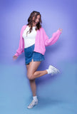 Baby Pink Chunky Knit Cardigan