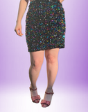 Rainbow Bejewel Sequin Skirt