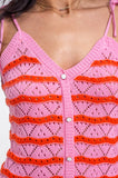 Citrus Pink Scallop Pointelle Midi Dress